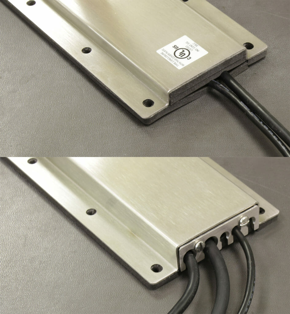 NEMA 2 (top) and NEMA 4/4X (bottom) Cable Exit Cover Plate Options