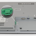 Monitor industriali da 19" per montaggio a rack e touchscreen rugged IP20, veduta uscita cavi CC