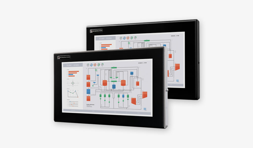 Monitor industriali da 19,5" formato widescreen fully enclosed per montaggio universale e touchscreen rugged