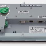Monitor industriali da 12" per montaggio a pannello e touchscreen rugged IP65/IP66, veduta dell’uscita cavi CC
