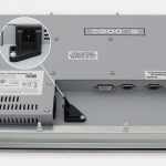 Monitor industriali da 15" per montaggio a pannello e touchscreen rugged IP65/IP66, veduta dell’uscita cavi CA