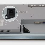 Monitor industriali da 19,5" formato widescreen per montaggio a pannello e touchscreen rugged IP65/IP66, veduta dell’uscita cavi CA