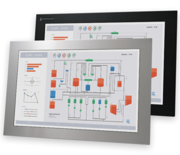 Monitor industriali da 22" formato widescreen per montaggio a pannello e touchscreen rugged IP65/IP66