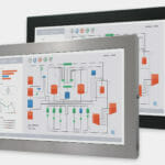 Monitor industriali da 22" formato widescreen per montaggio universale e touchscreen rugged IP65/IP66, veduta anteriore