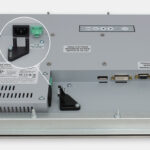 Monitor industriali da 17" per montaggio a pannello e touchscreen rugged IP65/IP66, veduta dell’uscita cavi
